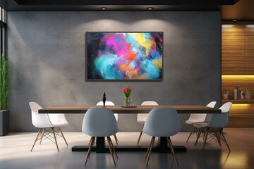 Contemporary space, wall frame, bright ambiance. Generative AI