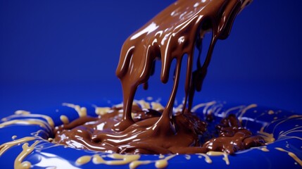 Decadent molten chocolate on royal blue.