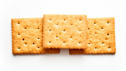 A few crackers on a white background