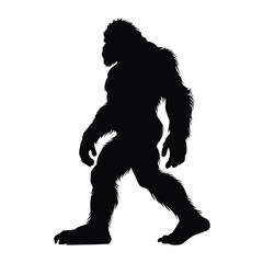 Fototapeta premium Bigfoot Silhouette on White Background