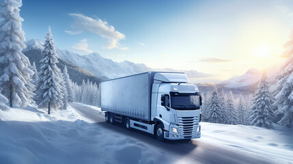 Trucks in winter - AI Generated