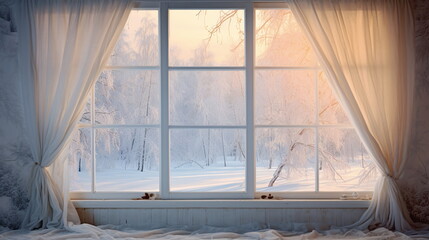 View through the window in winter - AI Generated