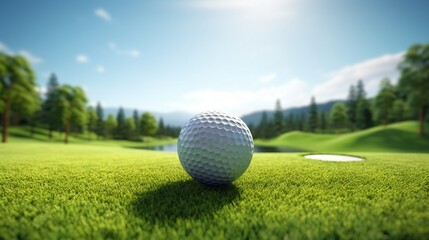 golf ball on green grass - obrazy, fototapety, plakaty