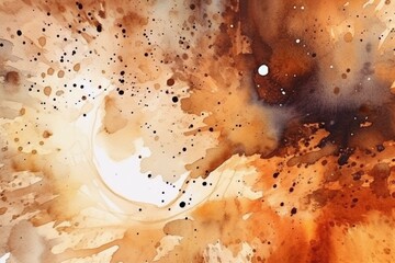 Abstract watercolor coffee-colored background. Generative AI