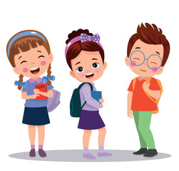 vector illustration of students in different postures