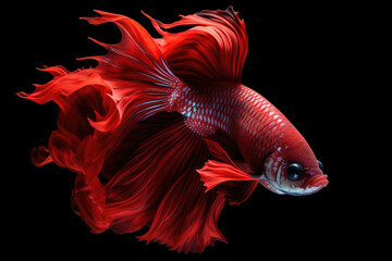 Fototapeta premium Siamese fighting fish on black background