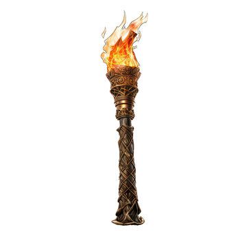 Ancient torch isolated on white created with Generative AI