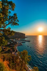 Deurstickers Positano strand, Amalfi kust, Italië Golden hour over the sea in Castellammare di Stabia, Sorrento, Campania, Italy