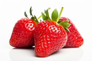 Fresh ripe strawberry composition for labels on a white background