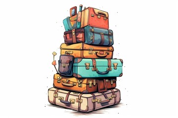 Illustration of stacked luggage. Generative AI
