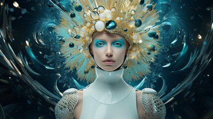 Fashion a surreal, intergalactic abstract masterpiece, reminiscent of a journey through the cosmos. - obrazy, fototapety, plakaty