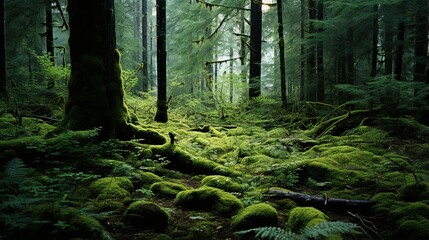 Forest floor covered in native understory shrubs.