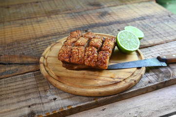 pork rinds, pururuca fried pork skin, pork panceta brazilian food