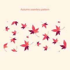 Fotobehang autumn maple leaves seamless pattern polygon style © makikazama1