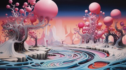 Generate an abstract dreamscape that takes viewers on a journey through a surreal and imaginative world.