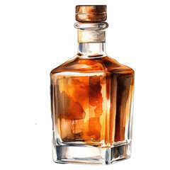 Bottle of Whiskey, isolated on transparent background
