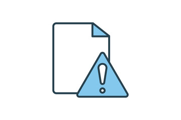 Document error icon. document with exclamation mark. icon related to Warning, notification. suitable for web site, app, printable etc. Flat line icon style. Simple vector design editable