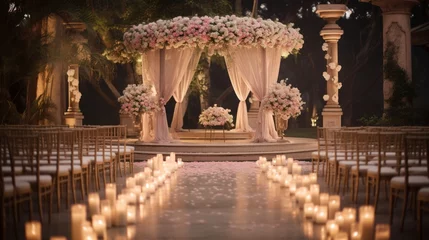 Foto op Canvas A beautifully decorated wedding venue with elegant floral arrangements, soft candlelight, and a charming gazebo for the ceremony © Nairobi 