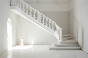 A staircase painted white. Generative AI