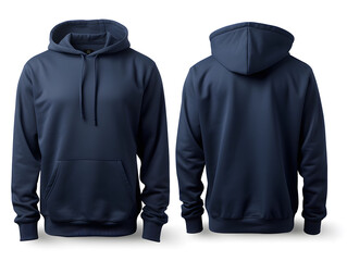 Two Navy Blue Hoodies on White Background