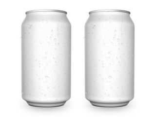 Aluminium cans with water drops. soda, lemonade, juice, energy drink mockups, transparent background