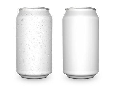 Aluminium cans with water drops. soda, lemonade, juice, energy drink mockups, transparent background