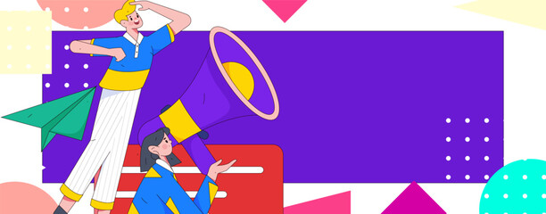 Fototapeta premium Notification announcement vector creative flat hand drawn illustration 