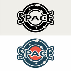vintage style space typography logo design and with vintage colors