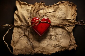 Parchment adorned with a revered heart. Generative AI