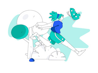 People exercising healthy running vector internet operation illustration
