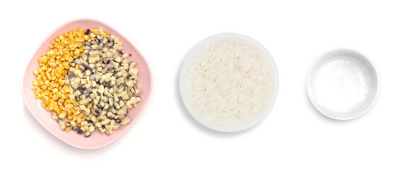 Cereals in a plate on a white background