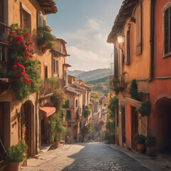 street in the old town Generated by Ai  - obrazy, fototapety, plakaty