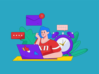 Home indoor character scene flat vector concept operation hand drawn illustration
