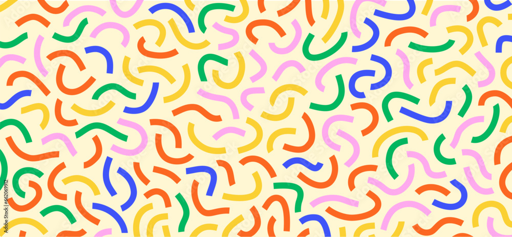 Poster colorful doodle pattern. funny vibrant pattern. colorful curved lines