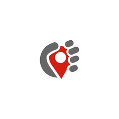 hand hold pin spot location as tracker logo icon vector template