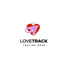 heart love sign with tracking logo icon vector template