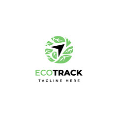 green eco leaves with tracker sign logo icon vector template