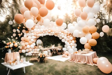  baby shower or birthday decoration in the garden. 