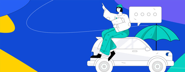 Buy insurance for car flat character vector concept operation illustration
