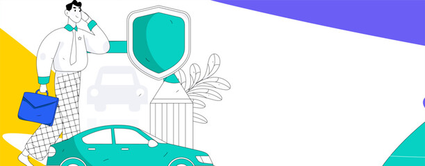 Buy insurance for car flat character vector concept operation illustration
