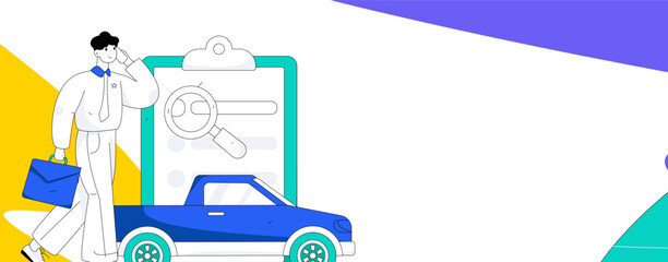 Buy insurance for car flat character vector concept operation illustration
