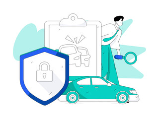 Buy insurance for car flat character vector concept operation illustration
