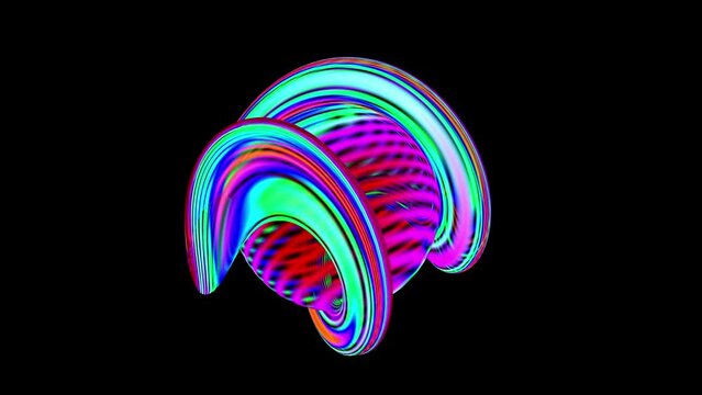 abstract neon plasma deformations with stripes of different colors. 3d rander. loop animation