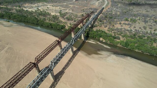Aerial footage of Macrossan Bridge Charters Towers  Australia