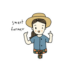 Happy Thai farmer, hand drawn style vector illustration