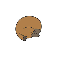 Cute baby platypus. Vector illustration on white background.