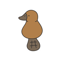 platypus sitting icon. Cute doodle duck. Vector illustration