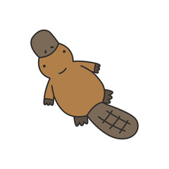 platypus icon in doodle style isolated on white background. Vector illustration.