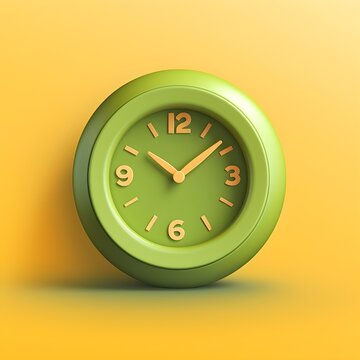 A 3D clay icon of a green clock on a clean background