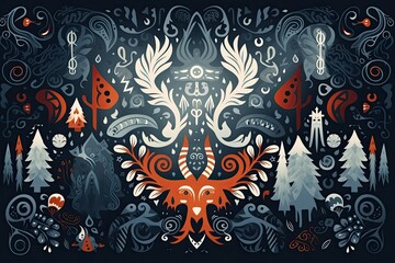 Abstract background with Symbols of Scandinavian mythology
